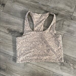 Abercrombie & Fitch Cream and Black Dotted Crop Top